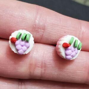 Grape bunch on a cake earrings
